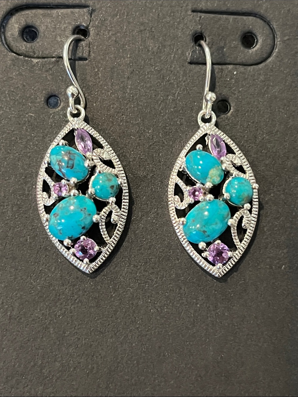 Sterling Turquoise & Amethyst Earrings